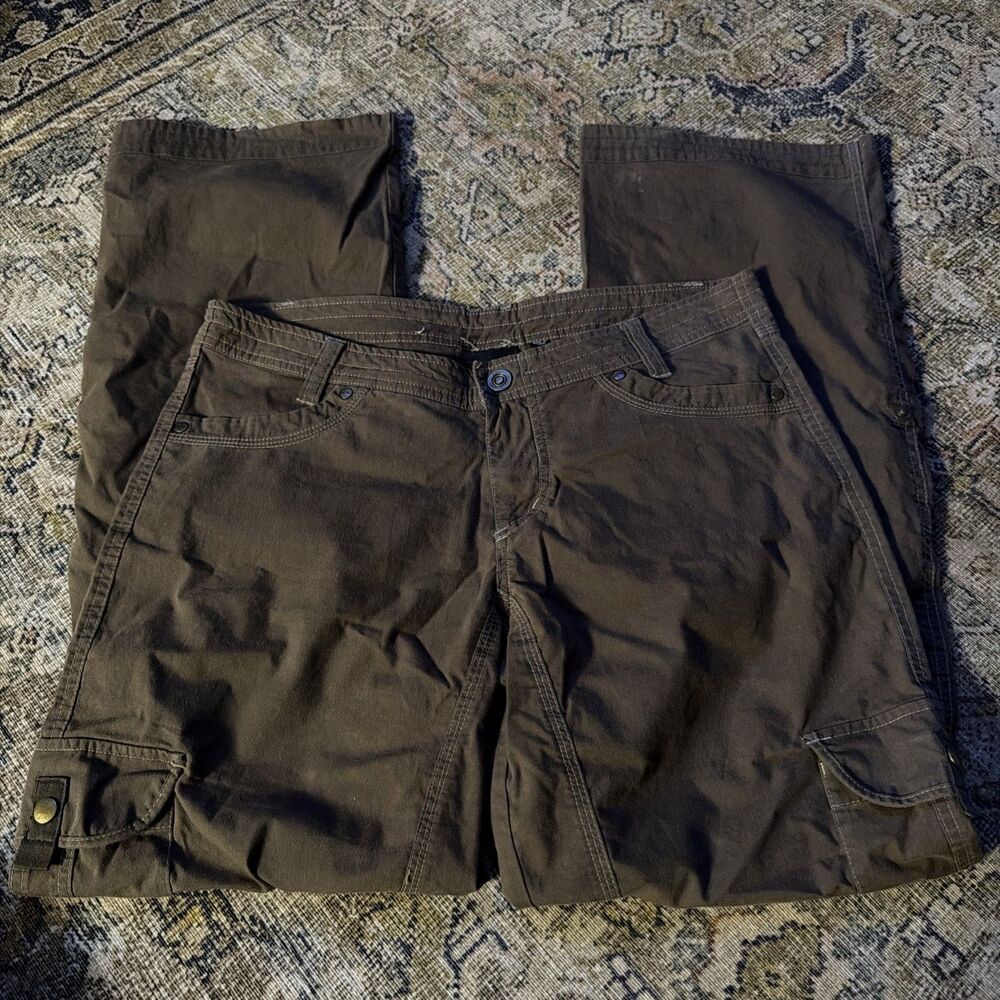 Kuhl Women’s Sz 10 Cargo Pants Brown Cotton Nylon Spandex Roll Crop